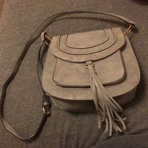 Cute faux leather gray cross body purse